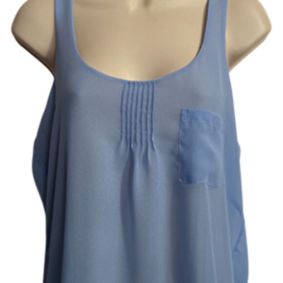 Eclair Blue Sheer Layer With Taupe Inner Layer Scoop Neck Tank Top Size M - Picture 5 of 9